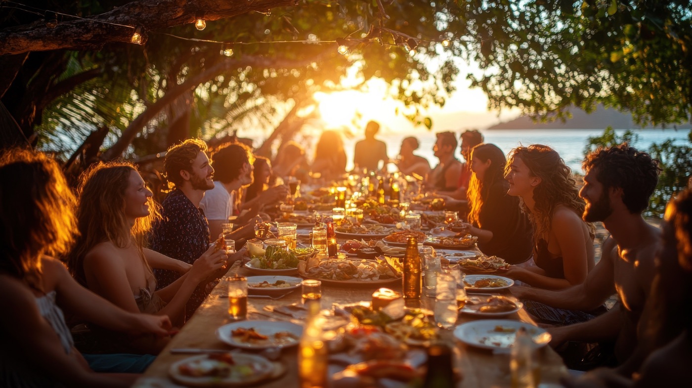 Long table in the evening light